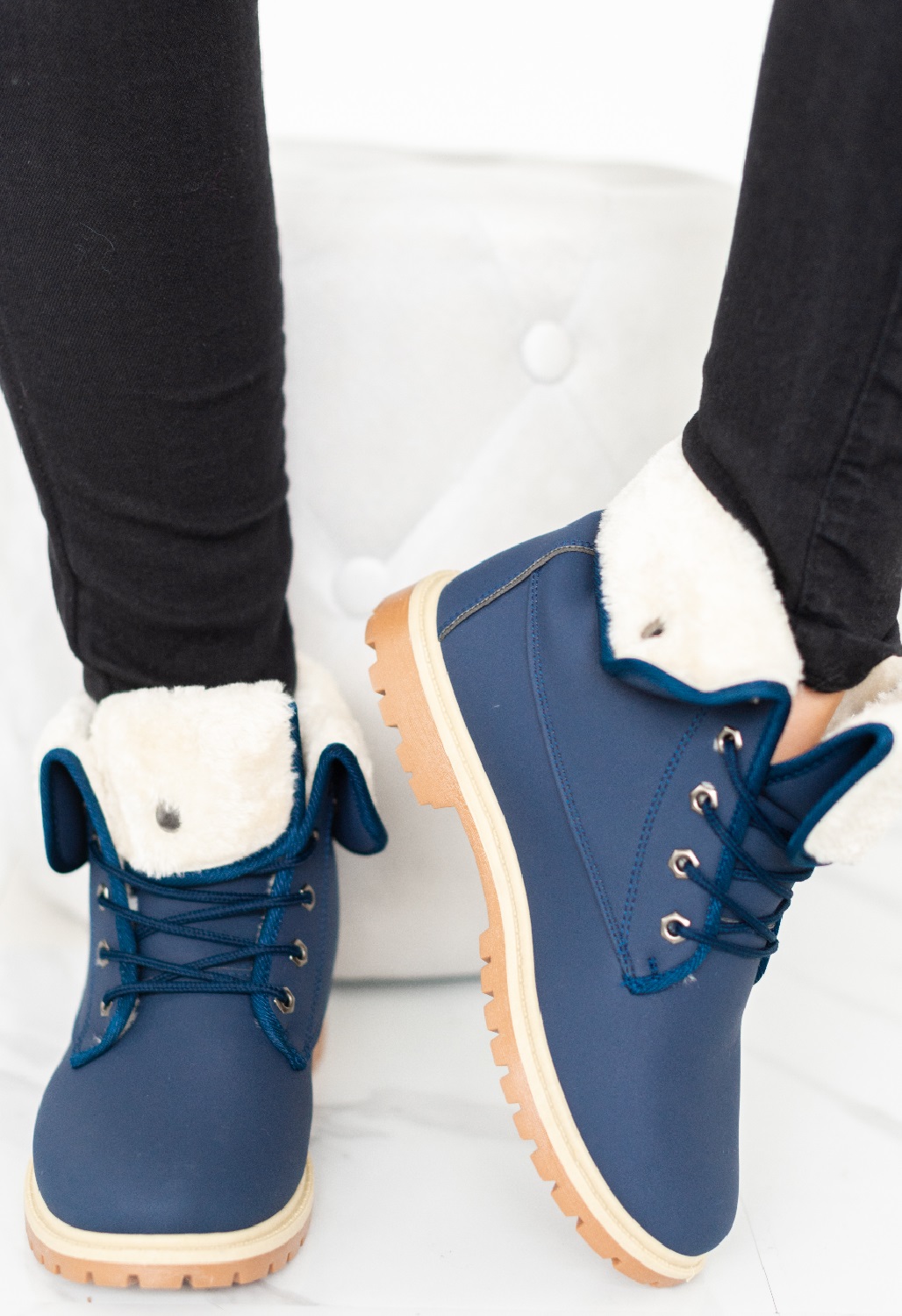 Ladies flat navy ankle hot sale boots